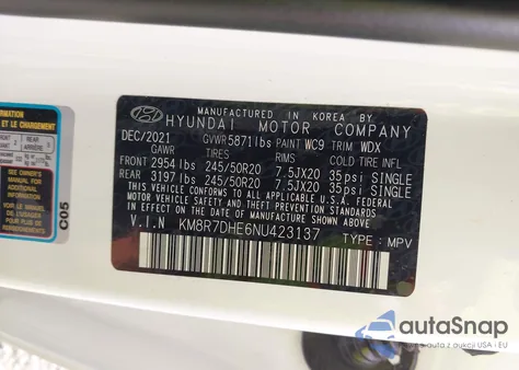 2022 Hyundai Palisade Calligraphy from USA, damaged, VIN KM8R7DHE6NU423137